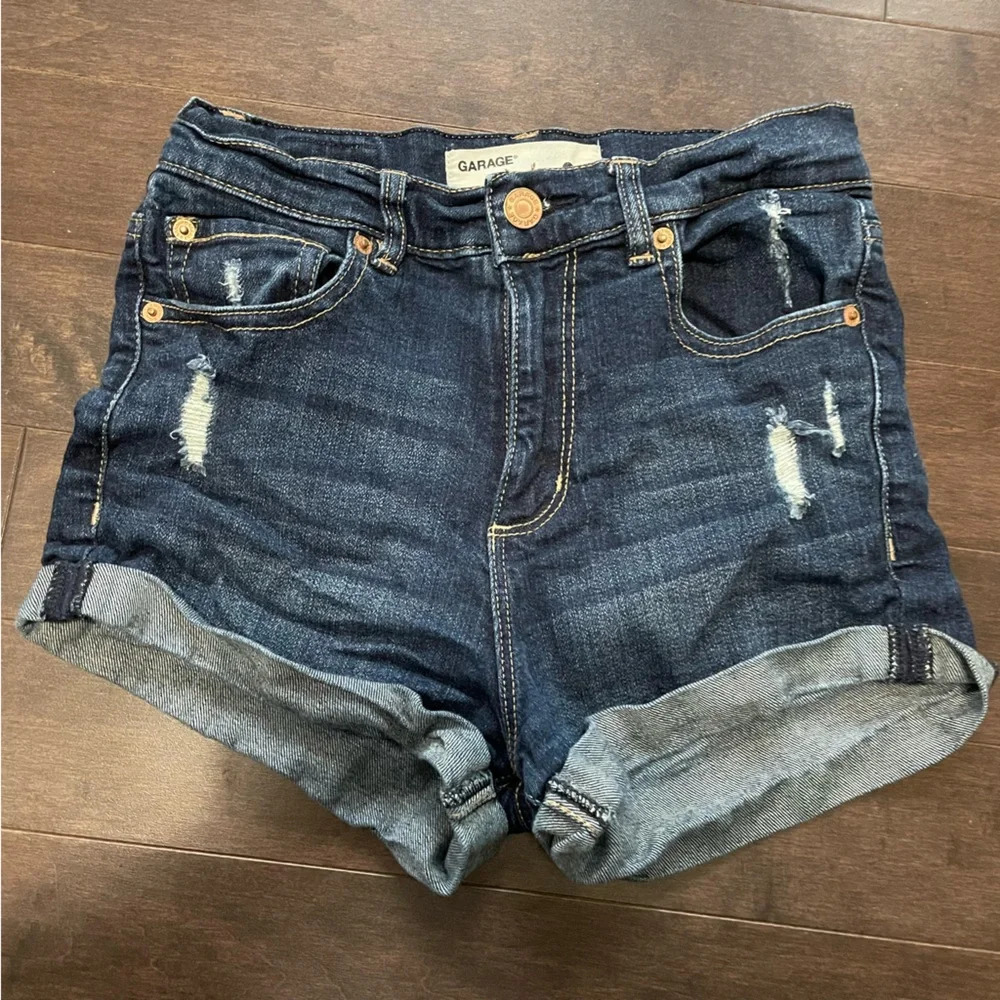 Garage Retro High Waist Distressed Denim Jean Shorts Womenโs 01 Stretch